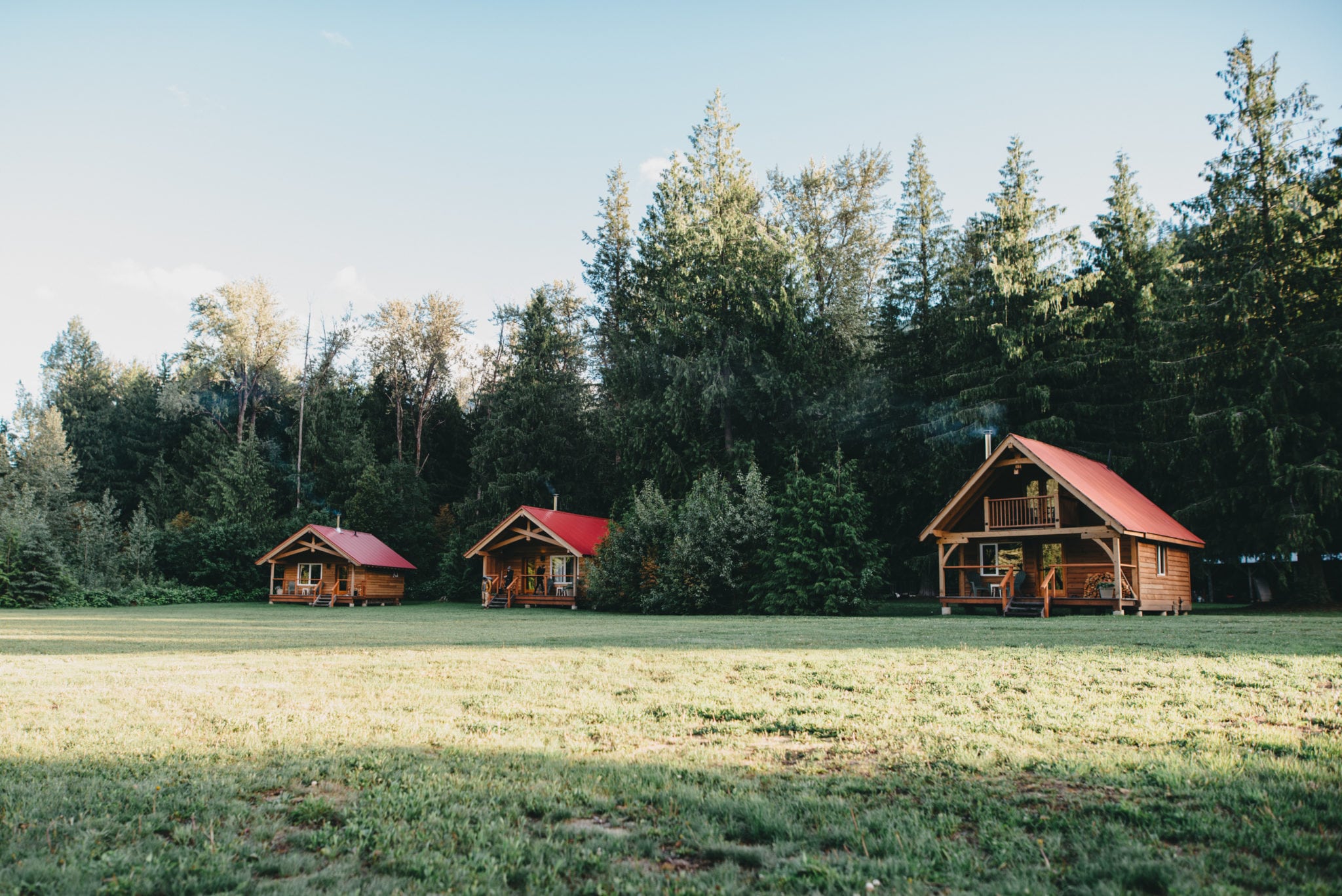 Three of the cabins at Wild Bear Lodge