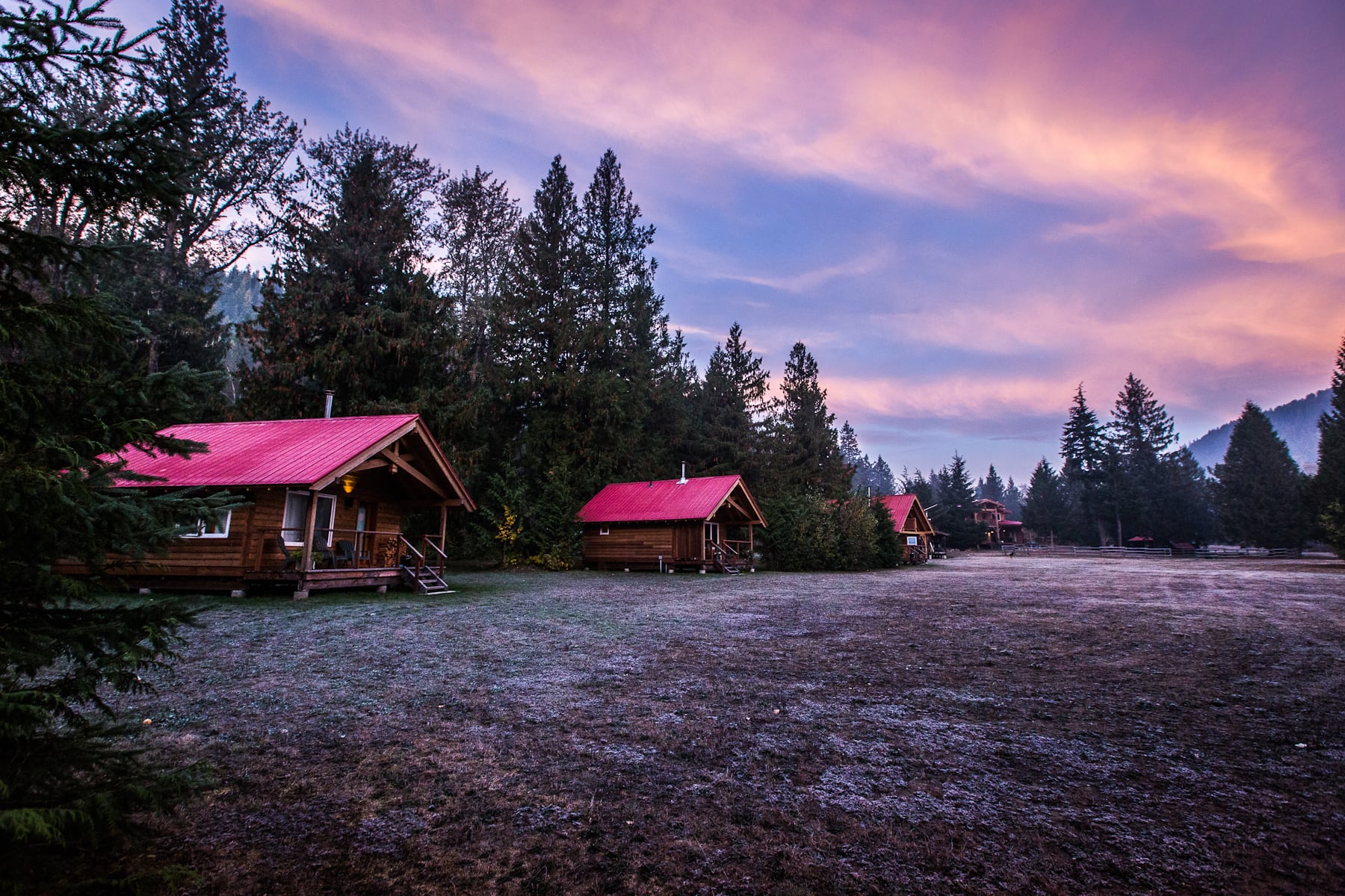 The cabins in the autumn at Wild Bear Lodge