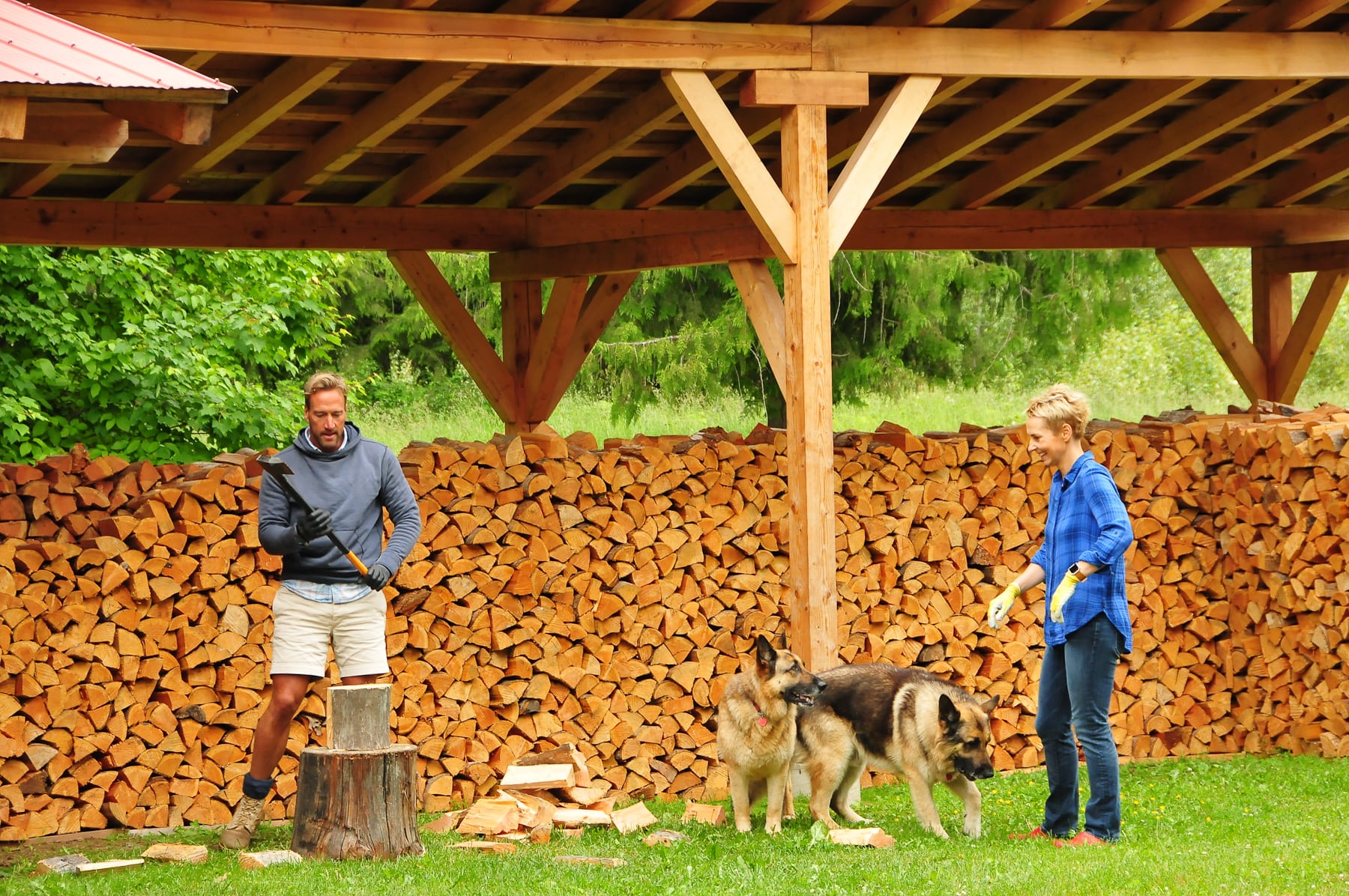 Ben Fogle chops wood at Wild Bear Lodge