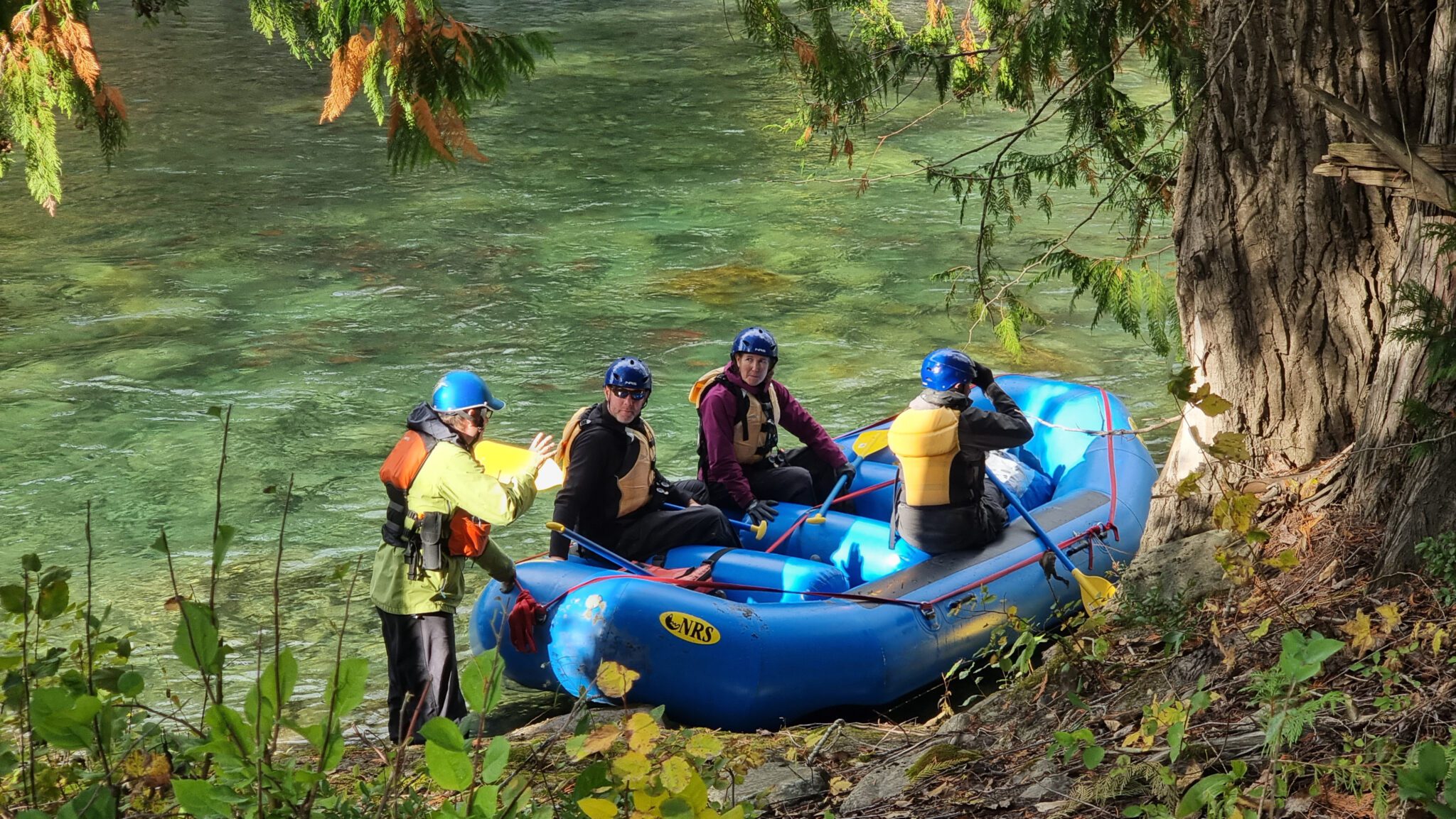Raft down a wilderness river